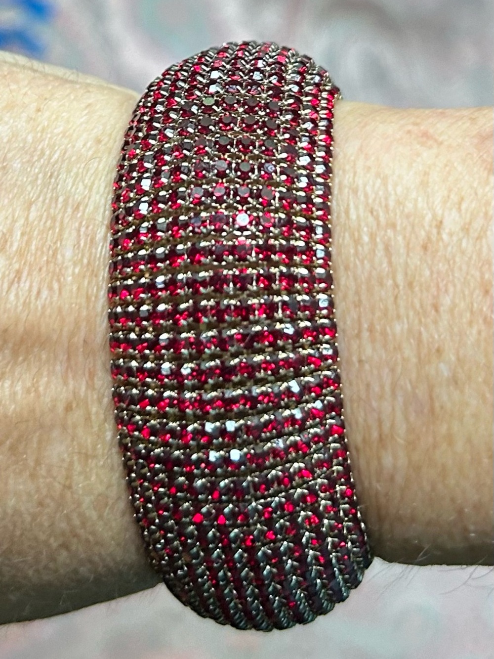 Vintage Red & Gold Crystal Glass Bracelet
